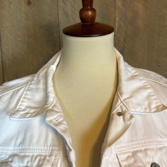 Free People Rumors white denim jean trucker jacket Size XS - Picture 11 of 15